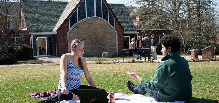 Philosophy and Religious Studies students on lawn